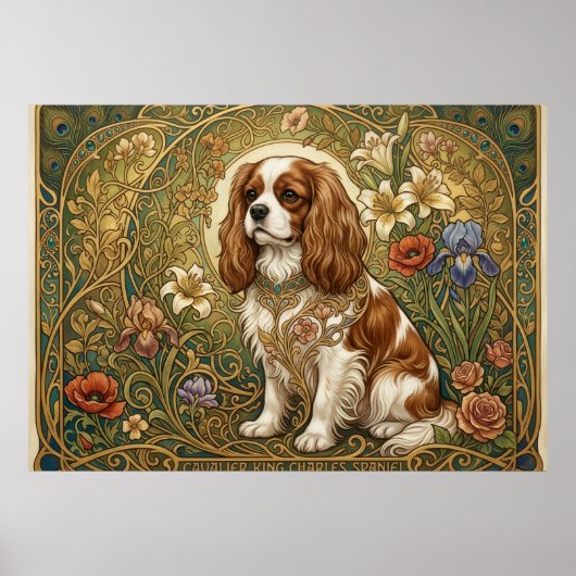 Affiche Art Nouveau Cavalier King Charles Spaniel  (Devant)