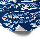 Affiche Art Nouveau Tournesol, Bleu foncé et Blanc (Coin)