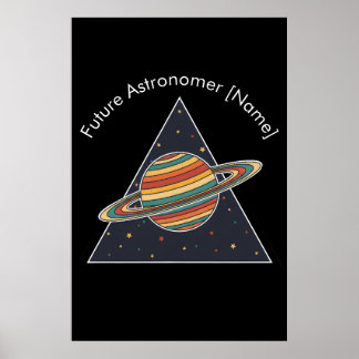 Affiche Art Rétro Saturne Astronome du Futur - Nom