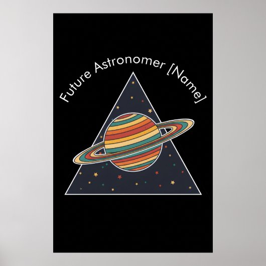 Affiche Art Rétro Saturne Astronome du Futur - Nom (Devant)