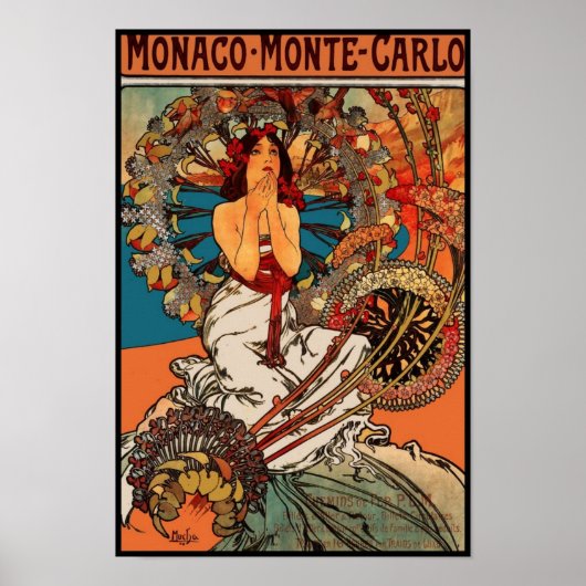 Affiche Art Vintage Alfons Mucha Monaco Monte Carl (Devant)