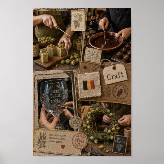Affiche artisanale de bière et chocolat belges (Devant)