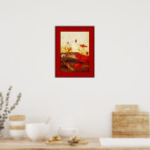 Affiche Artistes célèbres 'Poppies' huile sur toil (Cuisine)
