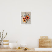 Affiche artistique 3D de fleurs dans le style papi (Cuisine)