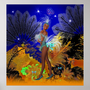 Affiche artistique Célébration Showgirl en bleu