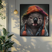 Affiche artistique chapeau patchwork koala Beanie