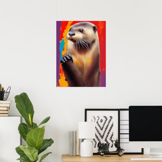 Affiche artistique de loutre priante - Impression (Bureau à domicile)