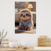Affiche artistique de pyjama de paresseux mignon e (Cuisine)