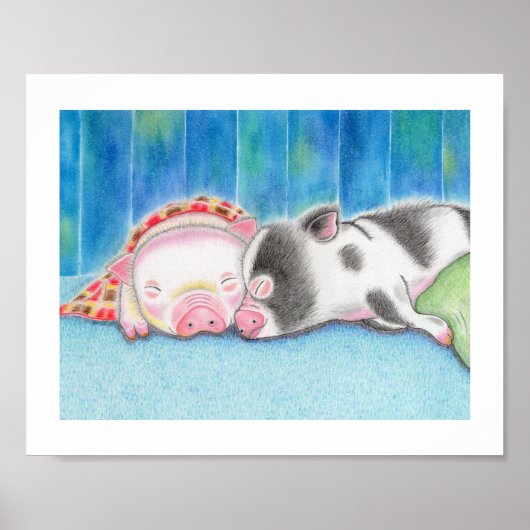 Affiche artistique pour enfants de cochons miniatu (Devant)