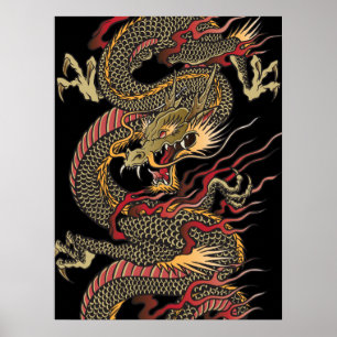 Affiche asiatique impressionnante de dragon