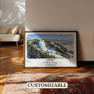 Affiche Aspen Colorado, Aquarelle, Sur mesure