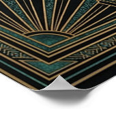 Affiche Astrolabe Céleste Art Déco | Vert sarcelle (Coin)