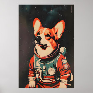 Affiche Astronaute Cardigan Welsh Corgi, Corgi Rét