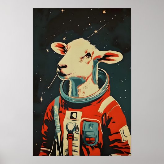 Affiche Astronaute Mouton, Impression Rétro Mouton (Devant)