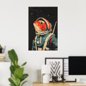 Affiche Astronaute Poisson, Impression Rétro Poiss (Bureau à domicile)