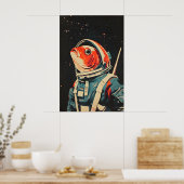 Affiche Astronaute Poisson, Impression Rétro Poiss (Cuisine)