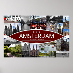 Affiche avec des scènes d'Amsterdam