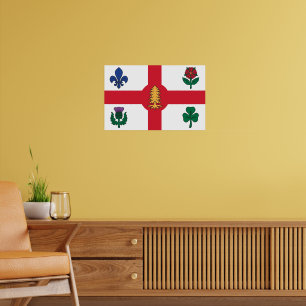 Affiche avec drapeau de Montréal, Canada