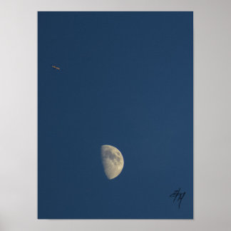 Affiche avion et lune