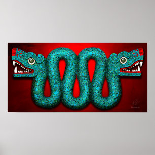 Affiche aztèque de serpent de mosaïque de