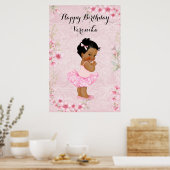 Affiche Ballerine Fille Rose Fleurs (Cuisine)