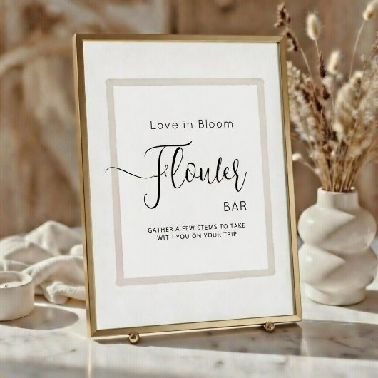 Affiche BAR À FLEURS pour douches de mariée.