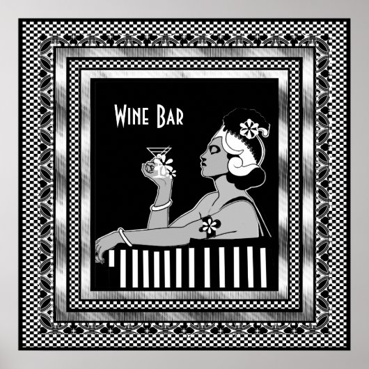 Affiche Bar à vin vintage Art déco (Devant)