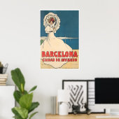 Affiche Barcelone Espagne Art Rétro Voyage Espagno (Bureau à domicile)