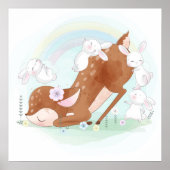 Affiche bébé cerf avec lapins bébés (Devant)