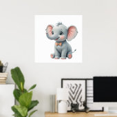 Affiche Bébé Éléphant Rose pour Chambre – Décorati (Bureau à domicile)