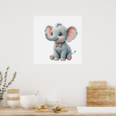 Affiche Bébé Éléphant Rose pour Chambre – Décorati (Cuisine)
