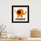 Affiche Bébé Enfants Animaux de Safari Éléphant Mi (Cuisine)