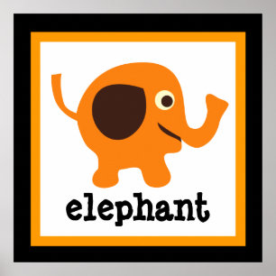 Affiche Bébé Enfants Animaux de Safari Éléphant Mi