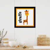 Affiche Bébé Enfants Animaux Safari Girafe Mignon (Cuisine)