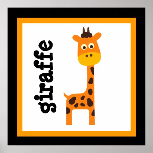Affiche Bébé Enfants Animaux Safari Girafe Mignon (Devant)