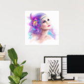 affiche belle femme portrait (Bureau à domicile)