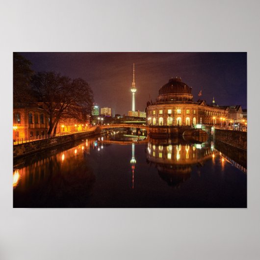 Affiche Berlin Allemagne Skyline Nuit Tour de télé (Devant)
