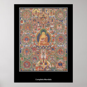 Affiche bhoutanaise complète Mandala XIXe siècle