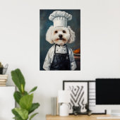 Affiche Bichon Frisé au Chapeau de Chef, Affiche d (Bureau à domicile)