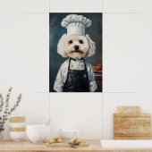 Affiche Bichon Frisé au Chapeau de Chef, Affiche d (Cuisine)
