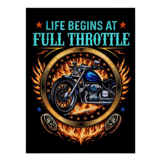 Affiche Biker, La Vie Commence À Pleine Throttle (Devant)