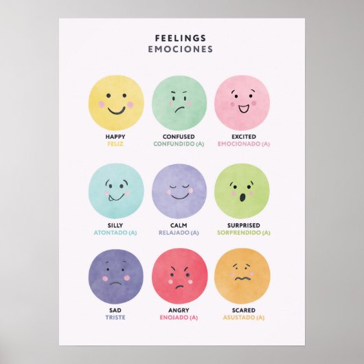 Affiche bilingue en espagnol pour enfants sur les (Devant)