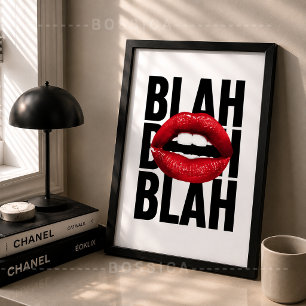 Affiche Blah Blah Lèvres Rouges Art Pop Mode Décor