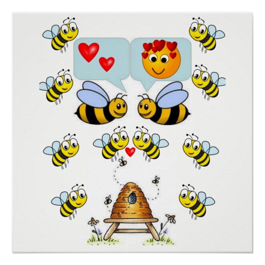 affiche blanche jaune d'abeille (Devant)