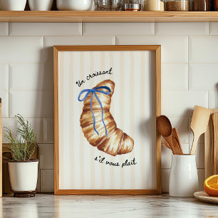 Affiche Bleue Coquette Un Croissant S'il Vous Plaî