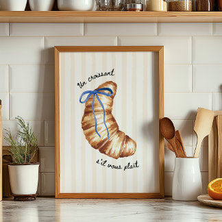 Affiche Bleue Coquette Un Croissant S'il Vous Plaî