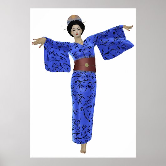 Affiche Blue Kimono Geisha (Devant)
