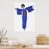 Affiche Blue Kimono Geisha (Cuisine)