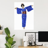 Affiche Blue Kimono Geisha (Bureau à domicile)