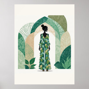 Affiche Bohème Féminine Minimaliste Vert Émeraude
